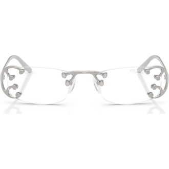 Prada 52mm Rectangular Blue Light Blocking Glasses in Argento Nouveau /Blue Light at Nordstrom
