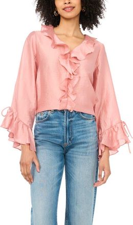 Vince Camuto Ruffle Satin Top in Coral Dusk at Nordstrom, Size Xx-Large