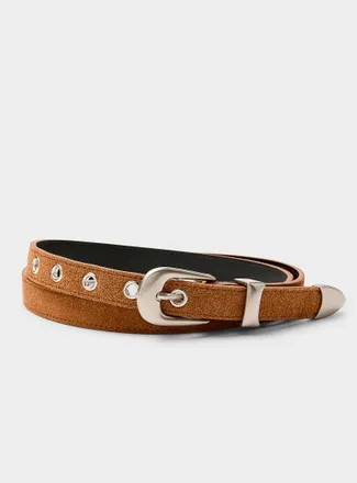 Le 31 Mens Metallic eyelet suede skinny belt Imported from Seoul