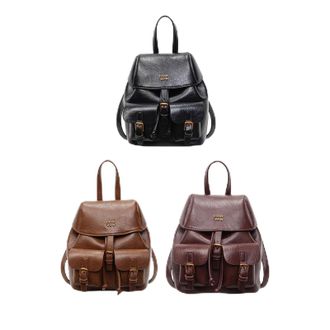 Generic PU Backpack Retro Lock School Bag School Backpack for Women (Black)