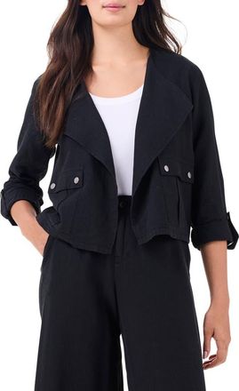 Nic+Zoe Rumba Linen Blend Moto Jacket in Black Onyx at Nordstrom Rack, Size X-Small