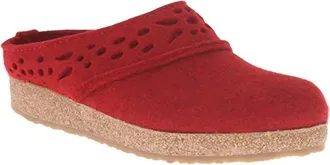 Haflinger Womens Lacey Classic Boiled Wool Clog In Chili