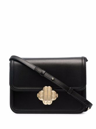Maje clover-clasp leather bag - women - Cotton/Calf Leather/Leather/Polyester/zamac - OS - Black