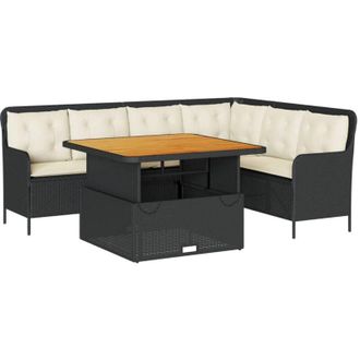 vidaXL Set De Sof&aacute;s De Jard&iacute;n 2 Piezas Y Cojines Rat&aacute;n Sint&eacute;tico Negro Vidaxl
