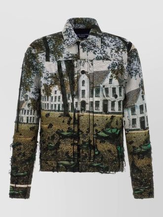 Junya Watanabe collared jacquard jacket graphic print pockets