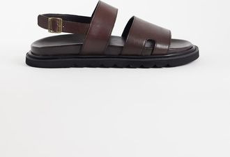 WALK LONDON Walk London - Ezra - Sandali in pelle marrone con cinturino sul retro