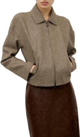 Mango Gina Houndstooth Microcheck Jacket in Medium Brown at Nordstrom, Size X-Small