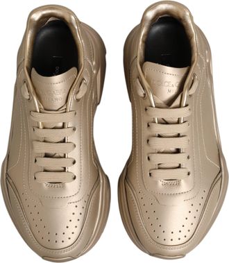 Dolce & Gabbana Gold Leather Daymaster Women Sneaker Shoes Calf