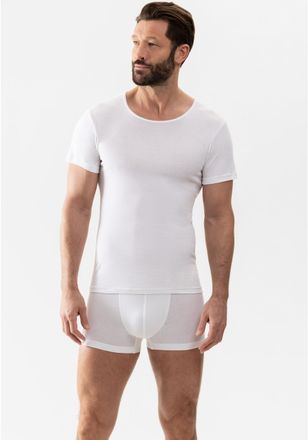 Mey T-Shirt MEY Casual Cotton (K), Herren, Gr. 4XL, weiss (wei&szlig;), Feinripp, Obermaterial: 100% Baumwolle, unifarben, k&ouml;rpernah h&uuml;ftlang, Rundhals, Shirts 