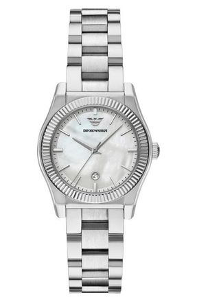 Emporio Armani Three-Hand Bracelet Watch, 32mm in Silver at Nordstrom