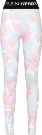 Plein Sport Broeken, Dames, Roze, S, Sport Leggings Camouflage