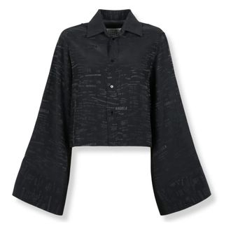 Maison Margiela Shirts, female, Black, Size: 2XS Jacquard Convertible Shirt