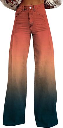 Generic Womens Candy Colors Baggy Jeans High Rise Elasticity Wide Leg Straight Denim Pants Summer Casual Y2K Streetwear Lightweight Loose Colorful Stretchy Je