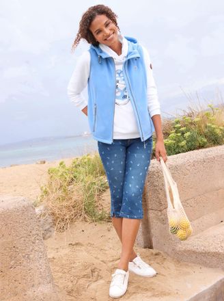 Casual Looks Fleeceweste CASUAL LOOKS, Damen, Gr. 36, himmelblau, 100% Polyester, unifarben, Westen Fleeceweste