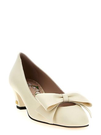 Valentino Garavani Womens Bowow Pump White Goat Leather