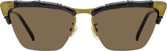 Gucci GG0660S Bamboo-Accented Cat-Eye Sunglasses - Black