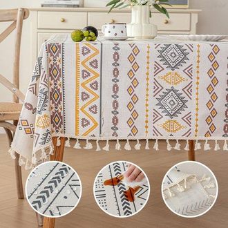 No Brand Mantel De Estilo Bohemio (150x180 Cm) - Repelente Al Agua, Con Estampado &Eacute;tnico Y Flecos, Para Mesa De Comedor Y Jard&iacute;n