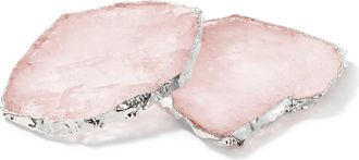 ANNA new york Kivita Set of 2 Rose Quartz Coasters in Rose Pink And Silver at Nordstrom