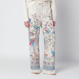 Etro White wide-leg trousers with floral print