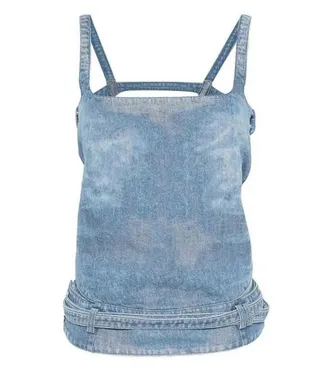 Diesel Light Blue Square Neck Top