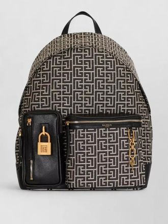 Balmain pulse backpack monogram jacquard calfskin lock