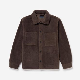 Oliver Sweeney Mens Heavy Weight Fleece Overshirt - Brown - Size X-Large