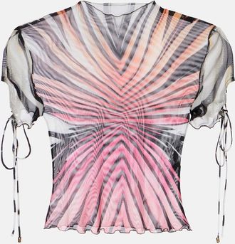 Roberto Cavalli Printed mesh top