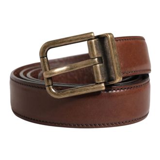 Dolce & Gabbana Belts, male, Brown, Size: ONE SIZE Classic Leather Metal Buckle Belt