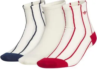 adidas Originals Pack of 3 Quarter Socks in Vanilla Yellow/Indigo/red at Nordstrom, Size Medium