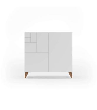 HERDASA Herdasa - Zapatero Modelo 512 Acabado Blanco Patas Nogal Claro, 90x90x27 (alto X Ancho X Fondo)