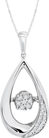MAX + STONE 925 Sterling Silver Natural Drops of Love Dancing Diamond Pendant Necklace