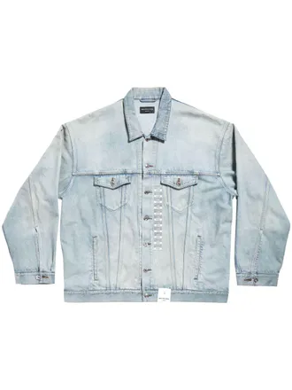 Balenciaga Mens Denim Jacket With Flap Pockets And Drop Shoulder