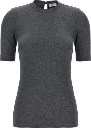 Brunello Cucinelli T-shirt Monile a coste - Grigio