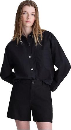 Madewell The Zoe Short in 100% Linen Womens Shorts Jet Black : 14 3