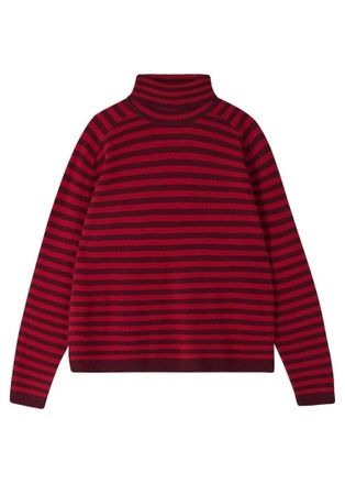 JUMPER 1234 Womens Narrow Stripe Roll Collar Sweater In Red Burgandy