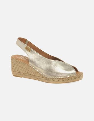 Toni Pons Womens Laila Womens Wedge Heel Espadrille Sandals - Gold - Size: 4