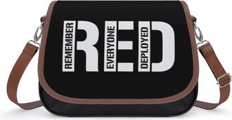 Generic Remember Everyone Deployed Crossbody Bag Womens Handbag PU Message Bags Shoulder Purse with Adjustable Strap