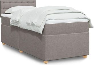 vidaXL Cama Box Spring Con Colch&oacute;n Tela Gris Taupe 90x200 Cm Vidaxl