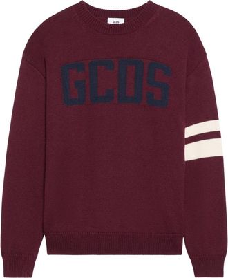 GCDS Trui met streepdetail - Heren - Ronde hals truien - Rood - XS - Wol - Truien & Vesten