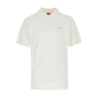 Kenzo Tops, Heren, Wit, 2Xl, Katoen, Signature Geborduurd Slim Polo