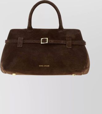 Manu Atelier structured suede le cambon 25 shoulder bag