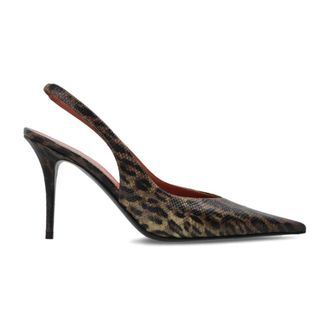Amina Muaddi Pumps, female, Brown, Size: 8 1/2 US Anok Sling 105