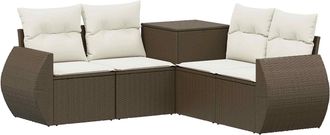 vidaXL Juego De Sof&aacute; 5 Uds. Marr&oacute;n Y Crema Blanca Vidaxl