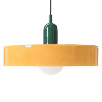 Beliani L&aacute;mpara Colgante De Vidrio Con Pantalla Circular Luminaria Moderna Naranja Paala