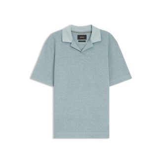 BOSS Johnny-collar polo shirt in cotton, linen and silk