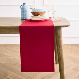 Solino Home Cotton Linen Plain Table Runner for Dining Table, Holiday and Everyday Table Decor - Dru in Scarlet Red at Nordstrom, Size Medium