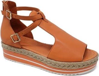 Django & Juliette Alexys Flatform Sandal in Orange Leather at Nordstrom, Size 38
