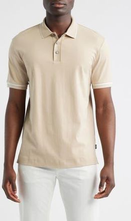 BOSS Parlay Tipped Cotton Polo in Light Beige at Nordstrom Rack, Size Small