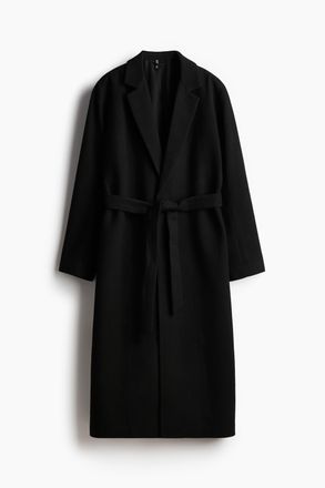 H&M Angerauter Twillmantel mit Bindeg&uuml;rtel - Schwarz