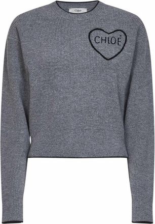 Chlo&eacute; Truien & Vesten, Dames, Grijs, M, Wol, Divine Cropped Knit Sweater
